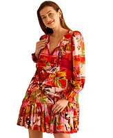 Vince Camuto Women's Printed Ruffle-Hem Mini Dress