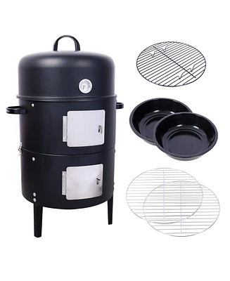 17" Steel Charcoal Smoker Bbq Grill - Black