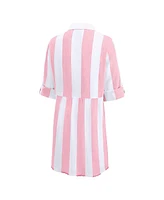 Tommy Bahama Women's Pink Philadelphia Phillies Rugby Beach Boyfriend Full-Button Top