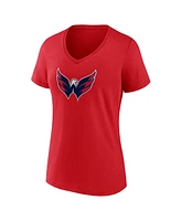 Fanatics Women's Red Washington Capitals Primary Logo Team V-Neck T-Shirt