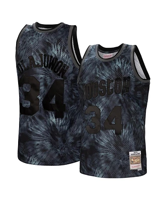 Mitchell & Ness Men's Hakeem Olajuwon Black Houston Rockets Hardwood Classics 1993/94 Tie-Dye Swingman Jersey