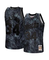 Mitchell & Ness Men's Hakeem Olajuwon Black Houston Rockets Hardwood Classics 1993/94 Tie-Dye Swingman Jersey