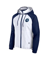 Fanatics Women's White/Navy Minnesota Timberwolves Anorak Raglan Full-Zip Hoodie Jacket