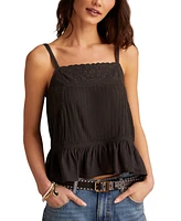 Lucky Brand Women's Embroidered Square-Neck Sleeveless Top