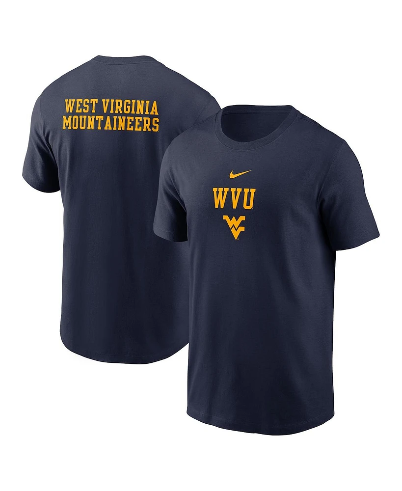 Nike Men's Navy West Virginia Mountaineers 2-Hit Stacked T-Shirt