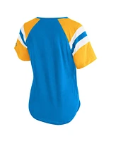 Starter Women's Powder Blue Los Angeles Chargers Game On Notch Neck Raglan T-Shirt