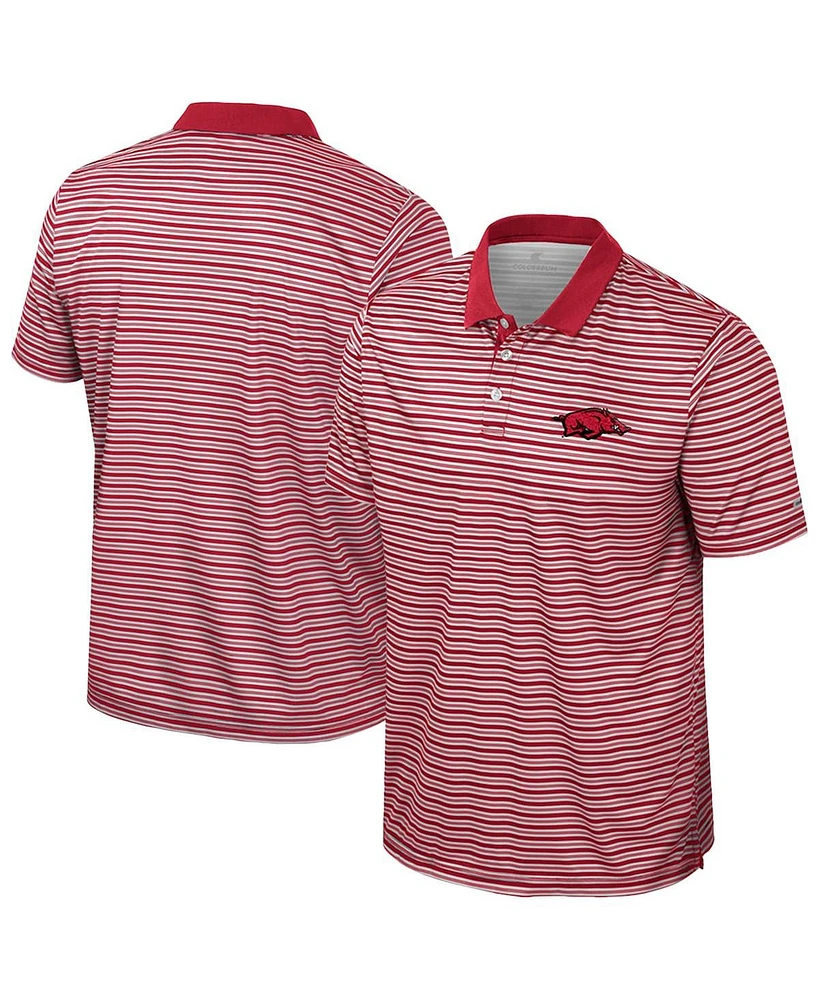 Colosseum Men's Cardinal Arkansas Razorbacks Striped Polo Shirt