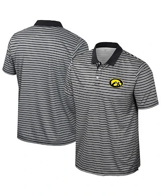 Colosseum Men's Black Iowa Hawkeyes Striped Polo Shirt