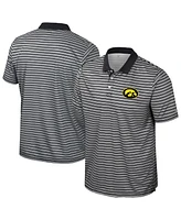 Colosseum Men's Black Iowa Hawkeyes Striped Polo Shirt