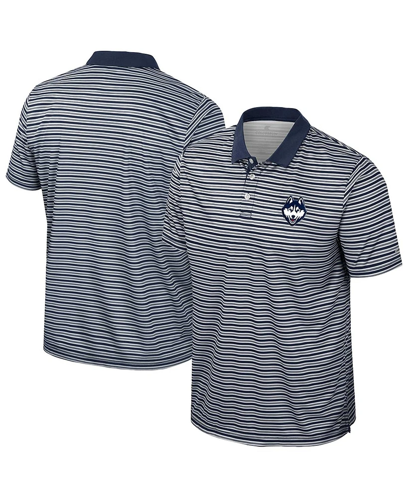 Colosseum Men's Navy UConn Huskies Striped Polo Shirt