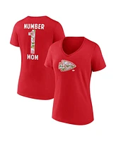 Logo Athletic Women's Red Kansas City Chiefs Number 1 Mom Floral V-Neck T-Shirt
