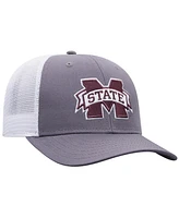 Top of the World Men's Gray/White Mississippi State Bulldogs Victory Baseline Trucker Adjustable Hat