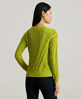 Lauren Ralph Women's Pointelle-Knit Cotton Crewneck Sweater