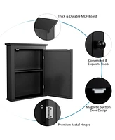 Wall Mount Bathroom Cabinet with One Mirror Single Door Adjustable Shelves Retro Handle