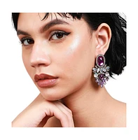 Sohi Shimmering Rhinestone Statement Dangling Drop Earrings