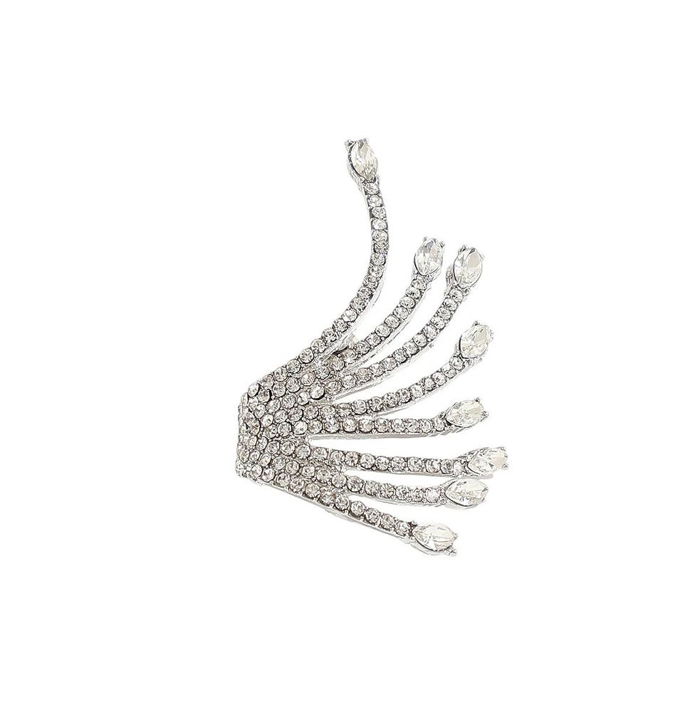 Sohi Silver-Plated Rhinestones Stud Earrings