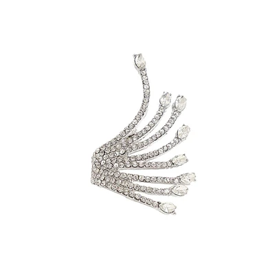 Sohi Silver-Plated Rhinestones Stud Earrings