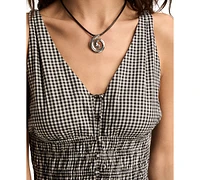 Lucky Brand Women's Printed V-Neck Smocked-Waist Maxi Dress