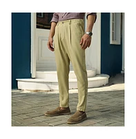 Campus Sutra Men's Lime Green Linen-Blend Chino Trousers