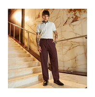 Campus Sutra Men's Chocolate Brown Pinstriped Chino Trousers