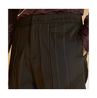 Campus Sutra Men's Onyx Black Unbalanced-Ridge Straight Trousers