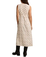 Lucky Brand Women's Printed Button-Front Sleeveless Midi Dress