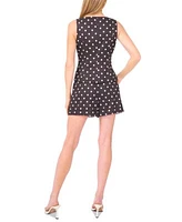 Cece Womens Boat Neck Button Down Polka Dot Top High Waisted Shorts