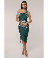 Jluxlabel Women's Palm Print Ruched Dress