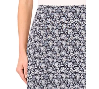 CeCe Women's Printed Ruffle-Hem Midi Skirt