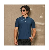 Campus Sutra Men's Navy Blue Seamless Solid Polo T-Shirt