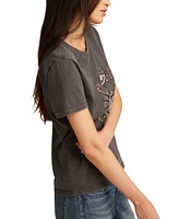 Lucky Brand Women's Celestial Floral Sun Crewneck Cotton T-Shirt