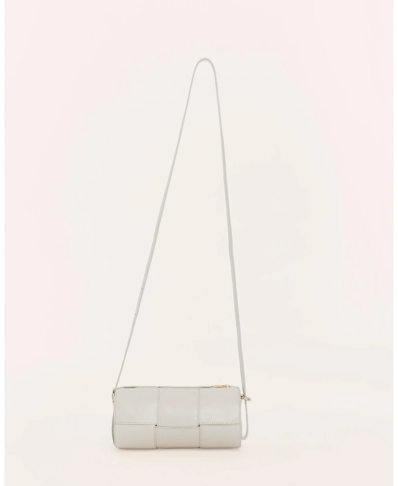 Women's Woven Leather Barrel Bag