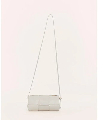Women's Woven Leather Barrel Bag