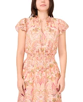 Sam & Jess Petite Printed Smocked-Waist Maxi Dress