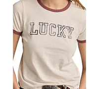 Lucky Brand Women's Ringer Cotton Classic Crewneck T-Shirt