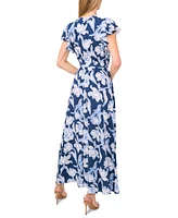 CeCe Women's Wrap-Front Short-Sleeve Maxi Dress