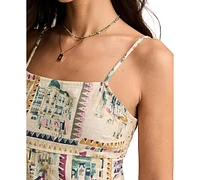 Lucky Brand Women's Printed Linen-Blend Sleeveless Mini Dress