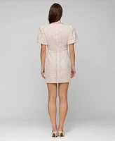Avec Les Filles Women's Short-Sleeve Lace Fit & Flare Dress