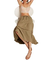 Lucky Brand Women's Gauzy Tiered Cotton Maxi Skirt