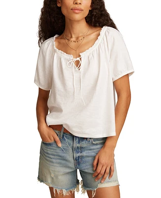 Lucky Brand Women's Short-Sleeve Peasant Top