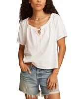 Lucky Brand Women's Short-Sleeve Peasant Top