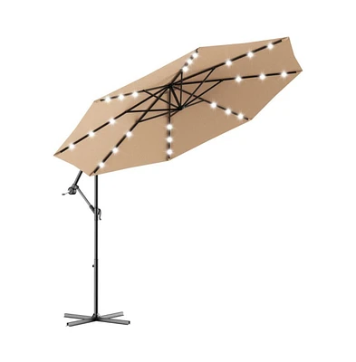 10 Feet Patio Umbrella with Crank and Solar Led Lights