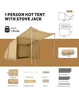 Naturehike Mountain Stream Military Tent – 4 Season 1 Person Hot Tent with Stove Jack, Breathable Tc Cotton, Large Vestibule for Camping & Hiki