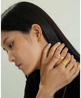 Sterling Silver 18k Gold Plated Erin Circle Necklace & Stud Earrings Set