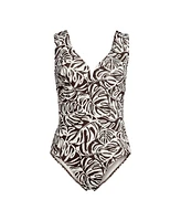 Lands' End Women's Sculpting Suit Sweetheart V-Wire High Leg One Piece Swimsuit