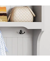 Hall Tree with Storage, Bench, & Coat Rack (Grey)