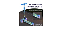 Hurtle 3-Wheel Mini Kickboard Scooter for Kids - Adjustable Handlebar, Led Light-Up Wheels, Ages 2-5