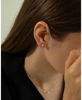 Sterling Silver 18k Gold Plated Single Round Pendant Margot Necklace & Stud Earrings Set