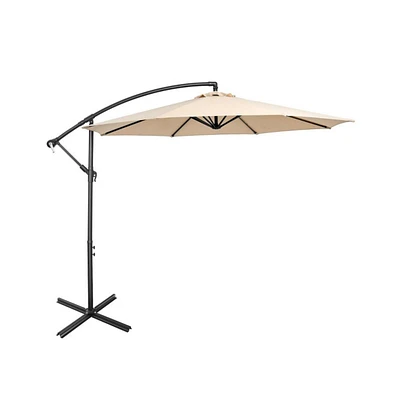 10 Feet Offset Umbrella with 8 Ribs Cantilever and Cross Base