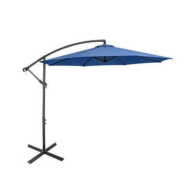 10 Feet Offset Umbrella with 8 Ribs Cantilever and Cross Base